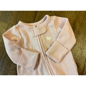 Carters Baby Sleeper Girl Preemie Waffle Knit Pink Heart Outfit Zipper Clothes